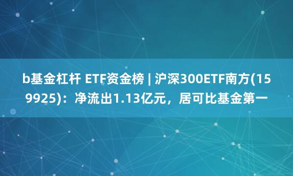 b基金杠杆 ETF资金榜 | 沪深300ETF南方(159925)：净流出1.13亿元，居可比基金第一